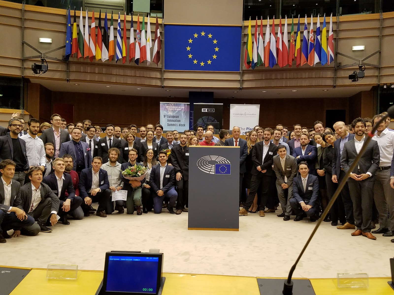 A group of 50 entrepreneurs attending the European Innovation Summit Week event in Brussels.