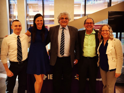 Left to right - Program Manager Thomas Monaco, 2018 - 2019 Chair Samantha Snabes, IEEE 2014 President Roberto de Marca, 2015 Chair Ken Stauffer, Program Director Randi Sumner